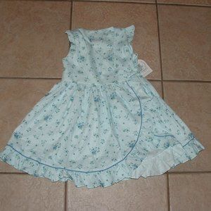 NEW Girls Sz Sz 4T Blue Floral Cotton Ruffled Pinafore Wrap Dress DARLING MAE